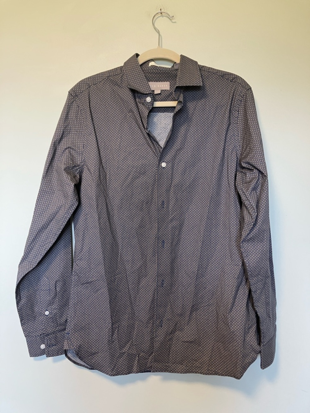 Ted Baker Men's Navy Micro-Pattern Dress Shirt